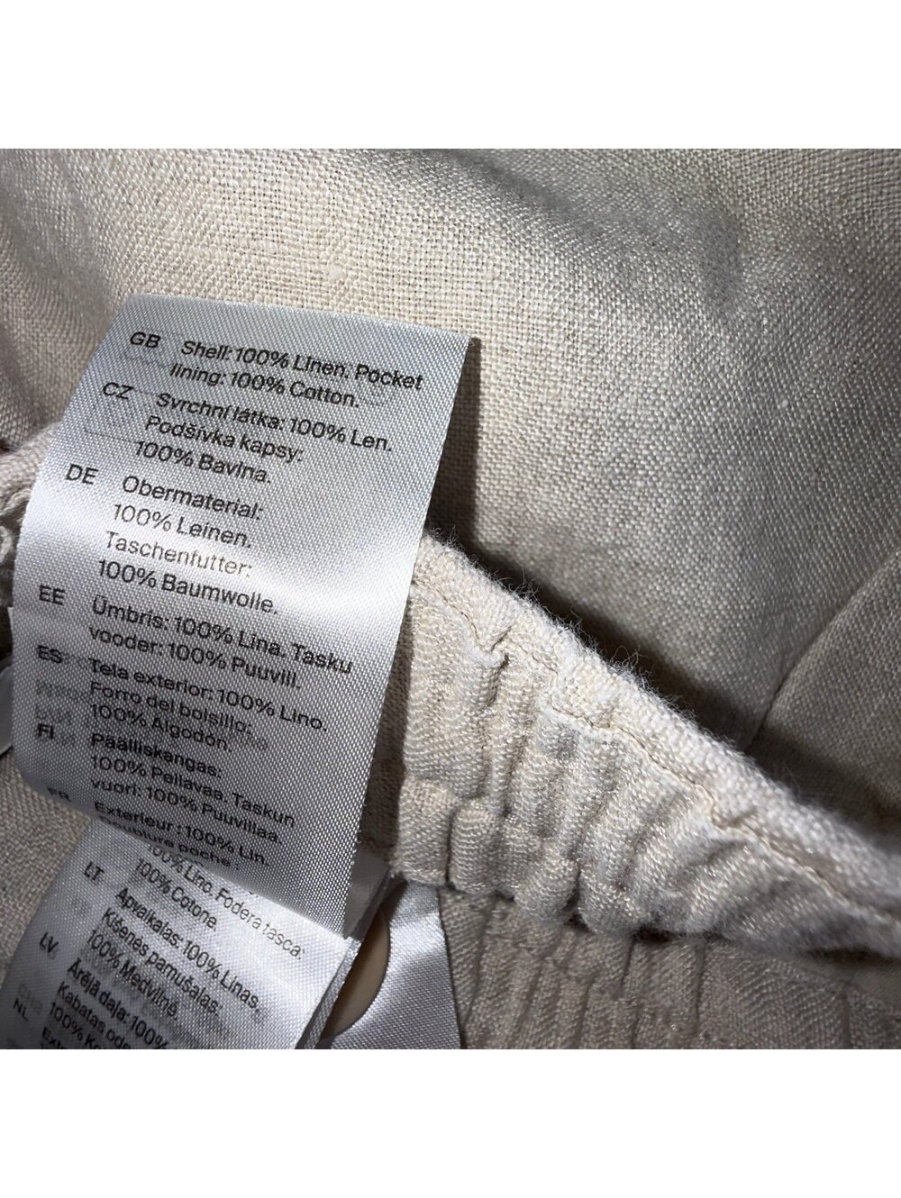 COS 100% Linen Cargo Shorts Women’s Small Beige Oatmeal Relaxed Utility NWOT - Picture 7 of 7